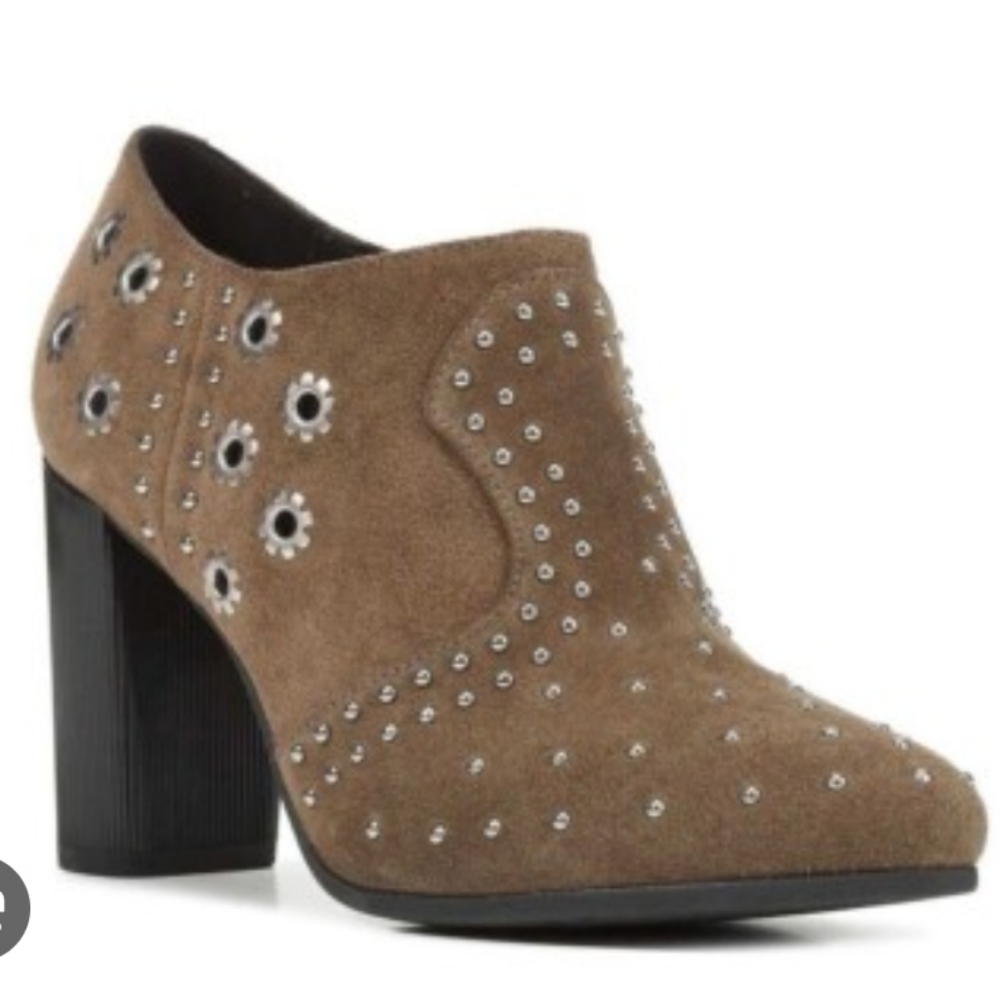 Geox Italian‎ Leather Peython Brown Suede Studded Women's Ankle Boots EU35